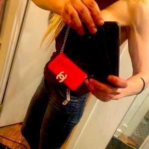 Chanel bifold metallic light pink purse